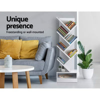 Artiss Tree Bookshelf 7 Tiers - ECHO White Furniture Kings Warehouse 