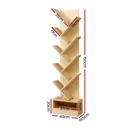 Artiss Tree Bookshelf 9 Tiers - ECHO Oak Furniture Kings Warehouse 