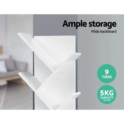 Artiss Tree Bookshelf 9 Tiers - ECHO White Furniture Kings Warehouse 