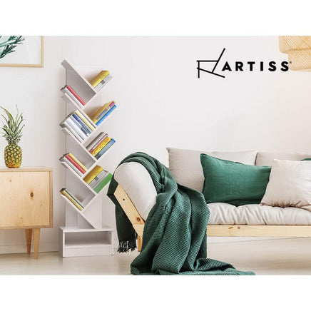Artiss Tree Bookshelf 9 Tiers - ECHO White Furniture Kings Warehouse 