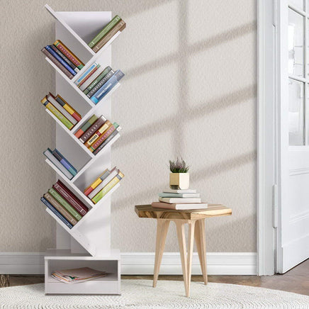 Artiss Tree Bookshelf 9 Tiers - ECHO White Furniture Kings Warehouse 