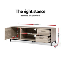 Artiss TV Cabinet Entertainment Unit 132cm Pine Tania Furniture Kings Warehouse 