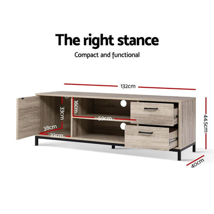 Artiss TV Cabinet Entertainment Unit 132cm Pine Tania Furniture Kings Warehouse 