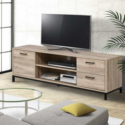 Artiss TV Cabinet Entertainment Unit 132cm Pine Tania Furniture Kings Warehouse 