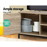 Artiss TV Cabinet Entertainment Unit 132cm Pine Tania Furniture Kings Warehouse 