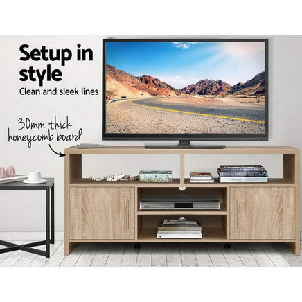Artiss TV Cabinet Entertainment Unit 140cm Oak Ken Furniture Kings Warehouse 