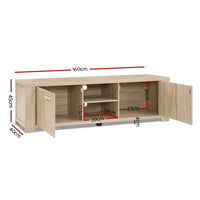 Artiss TV Cabinet Entertainment Unit 160cm Pine Maxi Furniture Kings Warehouse 