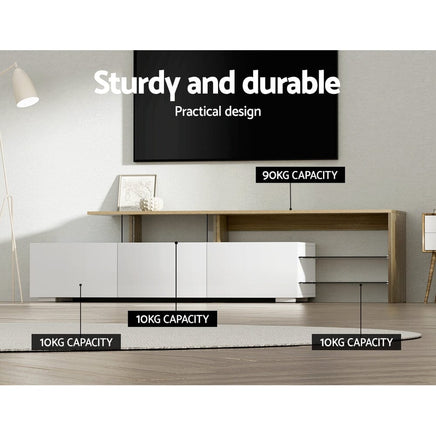 Artiss TV Cabinet Entertainment Unit 180cm Wood White James Furniture Kings Warehouse 