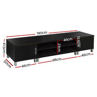 Artiss TV Cabinet Entertainment Unit 190cm Black Danson Furniture Kings Warehouse 