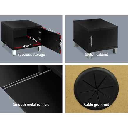 Artiss TV Cabinet Entertainment Unit 190cm Black Danson Furniture Kings Warehouse 