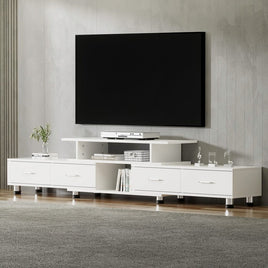 Artiss TV Cabinet Entertainment Unit Extendable 160CM To 220CM White Furniture Kings Warehouse 