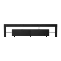 Artiss TV Cabinet Entertainment Unit Stand RGB LED Gloss Furniture 200cm Black Furniture Kings Warehouse 