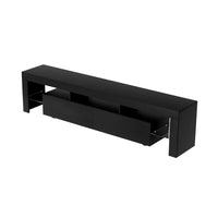 Artiss TV Cabinet Entertainment Unit Stand RGB LED Gloss Furniture 200cm Black Furniture Kings Warehouse 