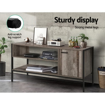 Artiss TV Cabinet Entertainment Unit Stand Storage Wood Industrial Rustic 124cm Furniture Kings Warehouse 