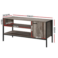 Artiss TV Cabinet Entertainment Unit Stand Storage Wood Industrial Rustic 124cm Furniture Kings Warehouse 