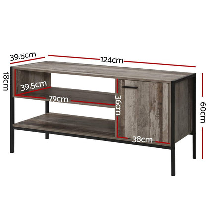 Artiss TV Cabinet Entertainment Unit Stand Storage Wood Industrial Rustic 124cm Furniture Kings Warehouse 