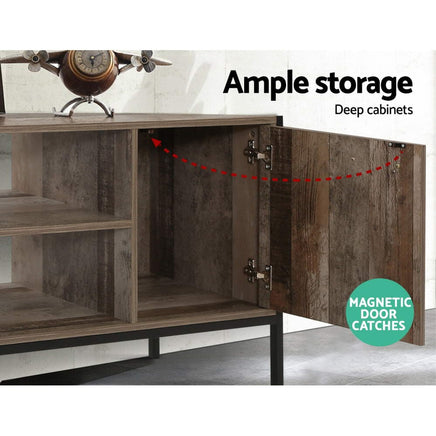 Artiss TV Cabinet Entertainment Unit Stand Storage Wood Industrial Rustic 124cm Furniture Kings Warehouse 
