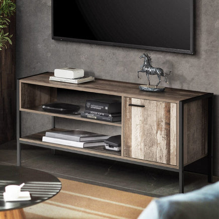 Artiss TV Cabinet Entertainment Unit Stand Storage Wood Industrial Rustic 124cm Furniture Kings Warehouse 