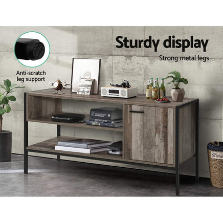 Artiss TV Cabinet Entertainment Unit Stand Storage Wood Industrial Rustic 124cm Furniture Kings Warehouse 