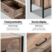 Artiss TV Stand Entertainment Unit Storage Cabinet Industrial Rustic Wooden 120cm Furniture Kings Warehouse 