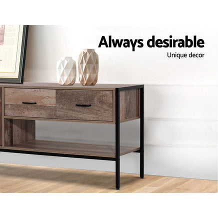 Artiss TV Stand Entertainment Unit Storage Cabinet Industrial Rustic Wooden 120cm Furniture Kings Warehouse 