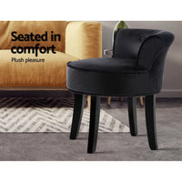 Artiss Vanity Stool Velvet Black Abella Furniture Kings Warehouse 