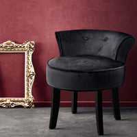 Artiss Vanity Stool Velvet Black Abella Furniture Kings Warehouse 