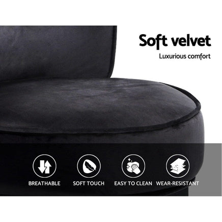 Artiss Vanity Stool Velvet Black Abella Furniture Kings Warehouse 