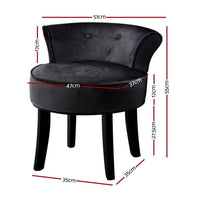 Artiss Vanity Stool Velvet Black Abella Furniture Kings Warehouse 