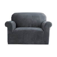 Artiss Velvet Sofa Cover Plush Couch Cover Lounge Slipcover 1 Seater Grey End of Year Clearance Sale Kings Warehouse 