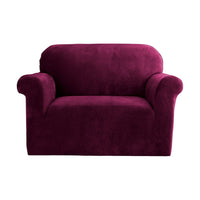 Artiss Velvet Sofa Cover Plush Couch Cover Lounge Slipcover 1 Seater Ruby Red End of Year Clearance Sale Kings Warehouse 