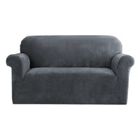 Artiss Velvet Sofa Cover Plush Couch Cover Lounge Slipcover 2 Seater Grey End of Year Clearance Sale Kings Warehouse 