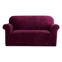 Artiss Velvet Sofa Cover Plush Couch Cover Lounge Slipcover 2 Seater Ruby Red End of Year Clearance Sale Kings Warehouse 