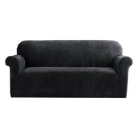 Artiss Velvet Sofa Cover Plush Couch Cover Lounge Slipcover 3 Seater Black End of Year Clearance Sale Kings Warehouse 