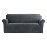 Artiss Velvet Sofa Cover Plush Couch Cover Lounge Slipcover 3 Seater Grey End of Year Clearance Sale Kings Warehouse 