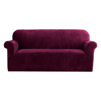 Artiss Velvet Sofa Cover Plush Couch Cover Lounge Slipcover 3 Seater Ruby Red End of Year Clearance Sale Kings Warehouse 