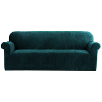 Artiss Velvet Sofa Cover Plush Couch Cover Lounge Slipcover 4 Seater Agate Green End of Year Clearance Sale Kings Warehouse 