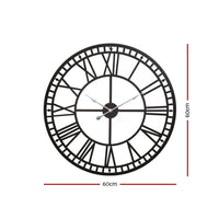 Artiss Wall Clock 60CM Large Roman Numerals Round Metal Luxury Wall Clocks Home Decor Black Kings Warehouse 