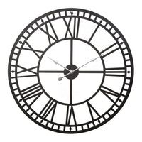 Artiss Wall Clock 60CM Large Roman Numerals Round Metal Luxury Wall Clocks Home Decor Black Kings Warehouse 