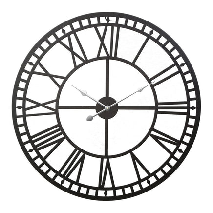Artiss Wall Clock 60CM Large Roman Numerals Round Metal Luxury Wall Clocks Home Decor Black Kings Warehouse 