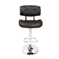 Artiss Wooden Gas Lift Bar Stool - Black and Chrome Afterpay Day: Furniture Frenzy Kings Warehouse 