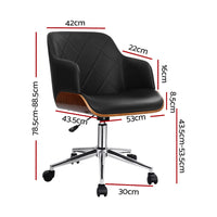 Artiss Wooden Office Chair Fabric Seat Black Furniture Kings Warehouse 