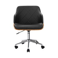 Artiss Wooden Office Chair Fabric Seat Black Furniture Kings Warehouse 