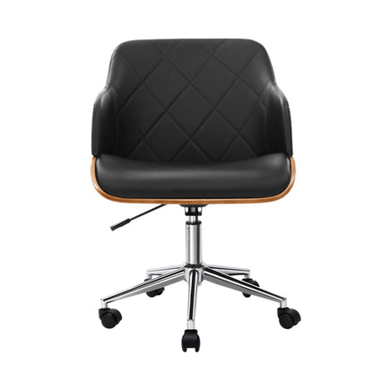 Artiss Wooden Office Chair Fabric Seat Black Furniture Kings Warehouse 