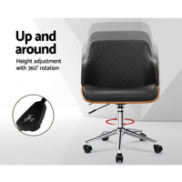 Artiss Wooden Office Chair Fabric Seat Black Furniture Kings Warehouse 