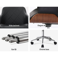 Artiss Wooden Office Chair Fabric Seat Black Furniture Kings Warehouse 
