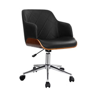 Artiss Wooden Office Chair Fabric Seat Black Furniture Kings Warehouse 