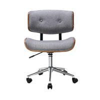 Artiss Wooden Office Chair Fabric Seat Grey Furniture Kings Warehouse 