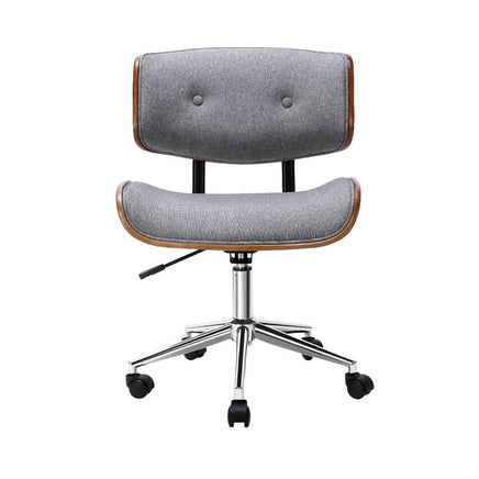 Artiss Wooden Office Chair Fabric Seat Grey Furniture Kings Warehouse 
