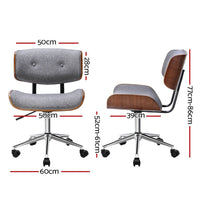 Artiss Wooden Office Chair Fabric Seat Grey Furniture Kings Warehouse 